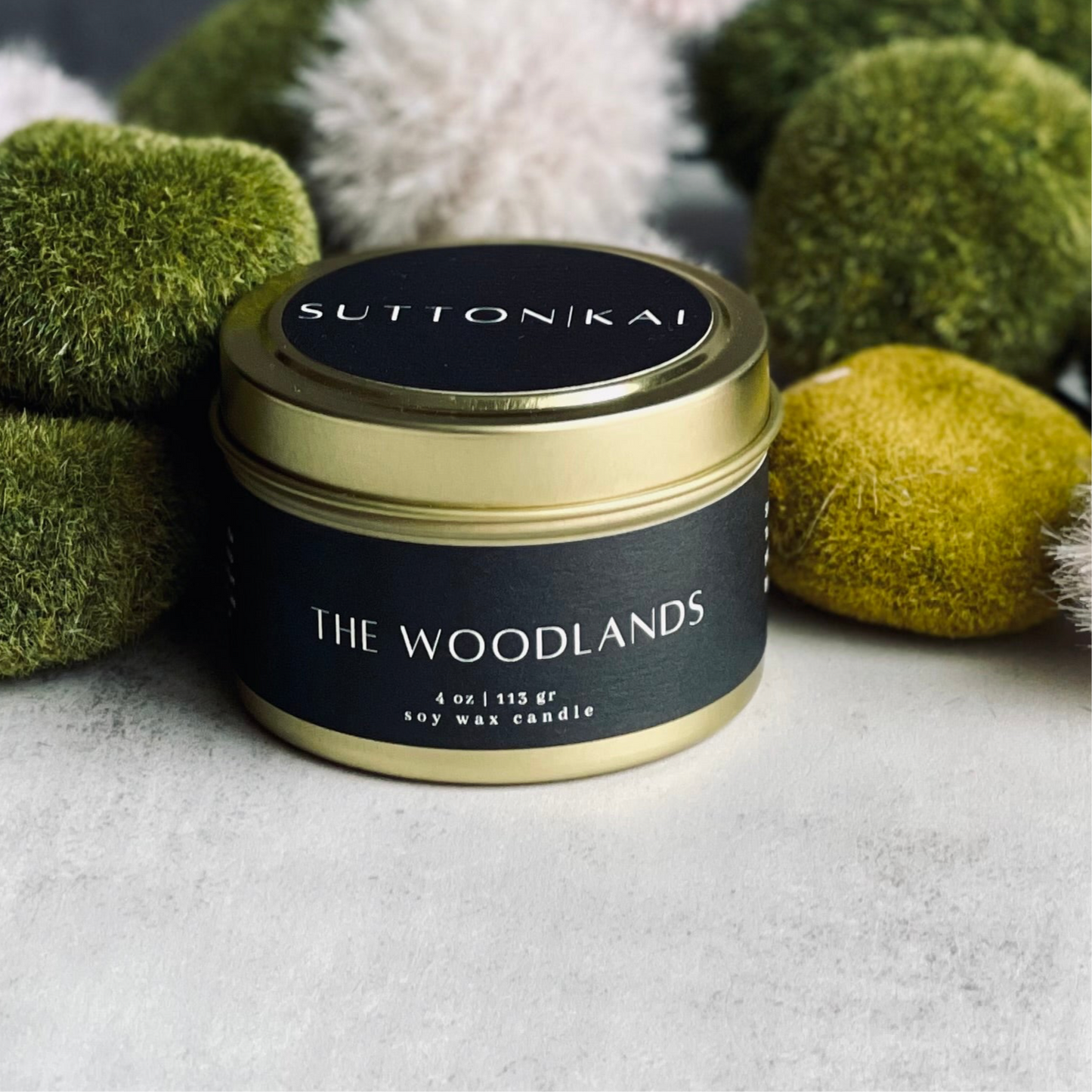 The Woodlands Soy Wax Candle | 4oz Gold Travel Tin